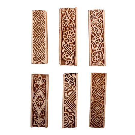 Set of 6 Piece New Mix Wooden Printing Block